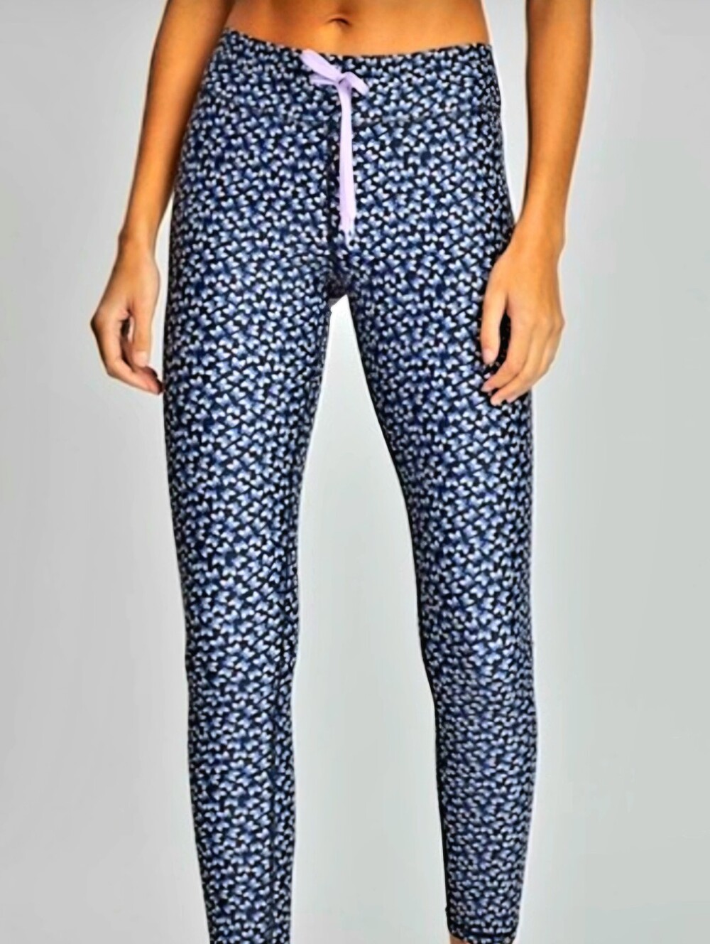 Butterfly The Upside Blue & White Full Length High Waisted Athletic Leggings Med